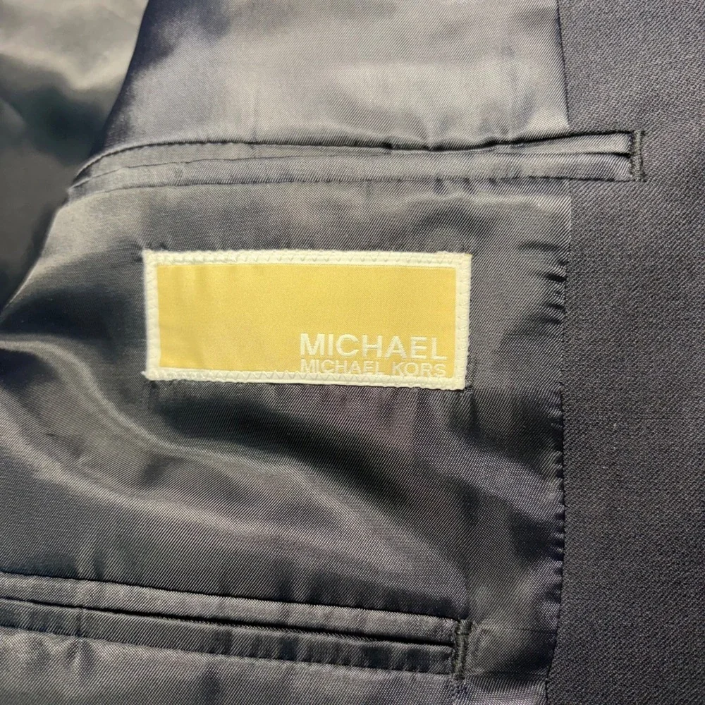 Michael Kors Mens Navy Blue Wool Blazer Sport Coat Jacket‎ 48R Silver Buttons
